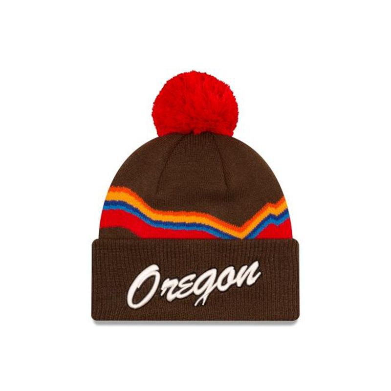 NBA Portland Trail Blazers City Edition Pom Knit (CKD1139) - Brown New Era Beanies